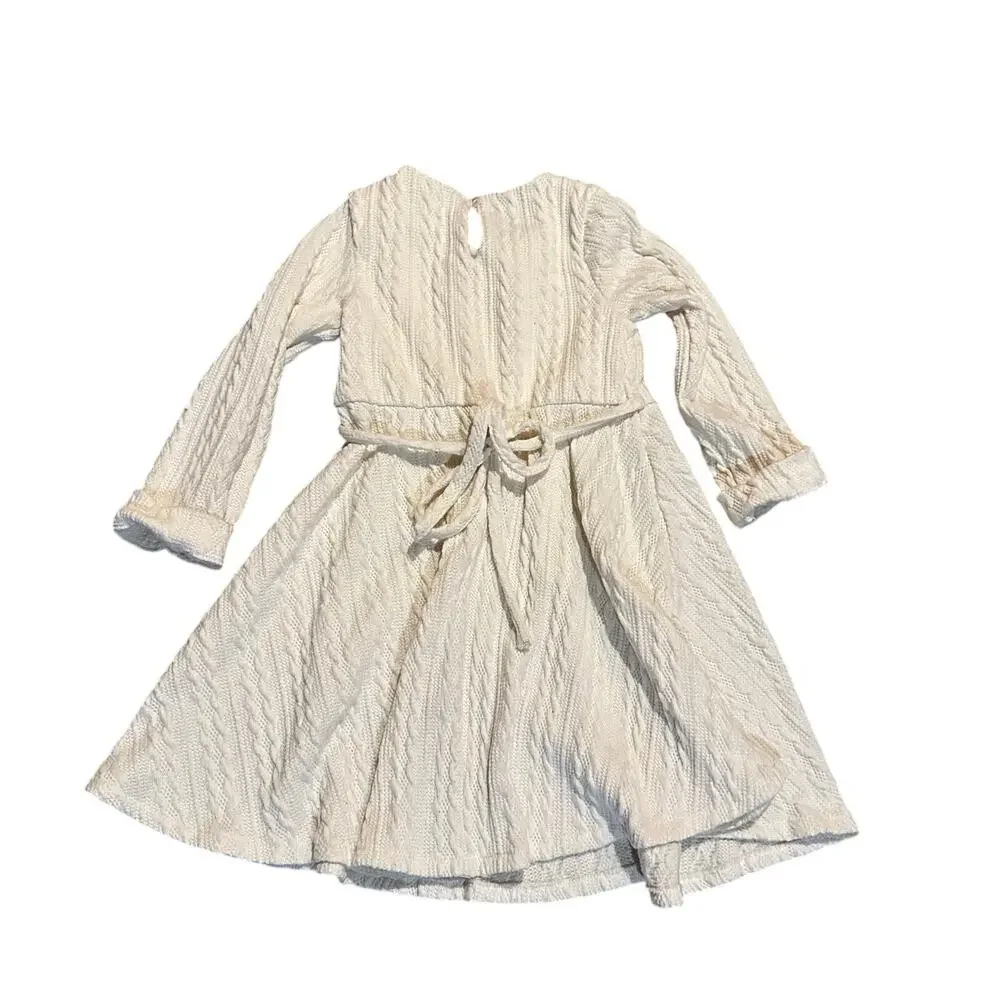 Rare Editions Ivory Creamy White Cable Knit Sweater Dress Girls 6